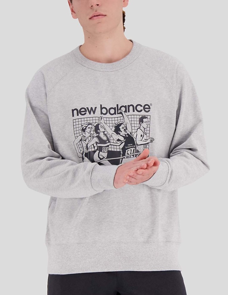 Sudadeira NEW BALANCE athletics remastered graphic french terry crew athletic grey